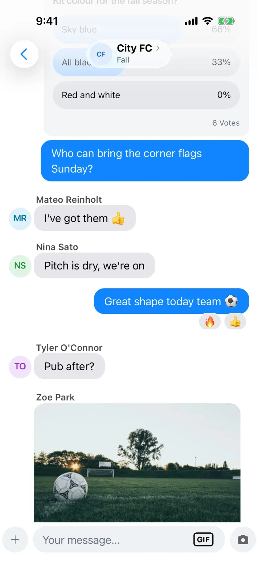 BenchApp team chat conversation